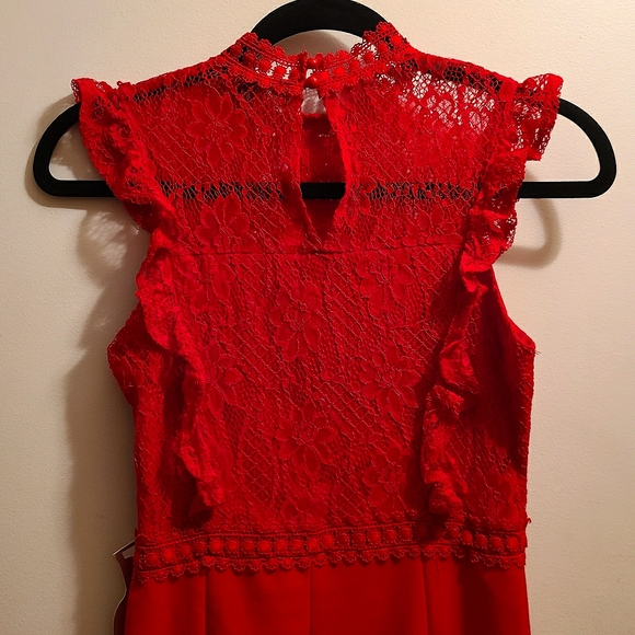 Haute Monde Red Lace Sleeveless Dress - Picture 7 of 7